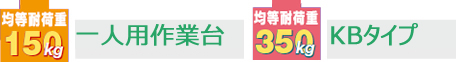 均等耐荷重150kg 一人用作業台 均等耐荷重350kg 中量作業台　KBタイプ移動式